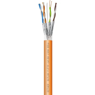 BiTLAN F/FTP 4x2x23 AWG Kat. 6A 500MHz LSOH B2ca Kabel für IT-Netzwerke mit erhöhten Brandschutzanforderungen, doppelt geschirmt, halogenfrei