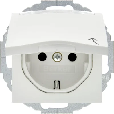 B.KWADRAT/B.3/B.7 Base de enchufe SCHUKO con tapa y campo rotulado, blanco