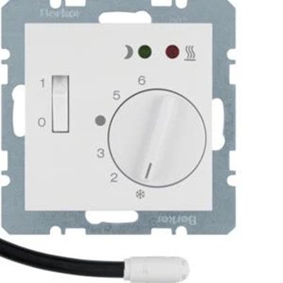 B.KWADRAT/B.3/B.7 Floor temperature controller with NO contact, central element and connector, white