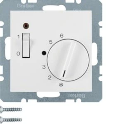 B.KWADRAT/B.3/B.7 Regolatore della temperatura ambiente con contatto in chiusura, elemento centrale e connettore bianco