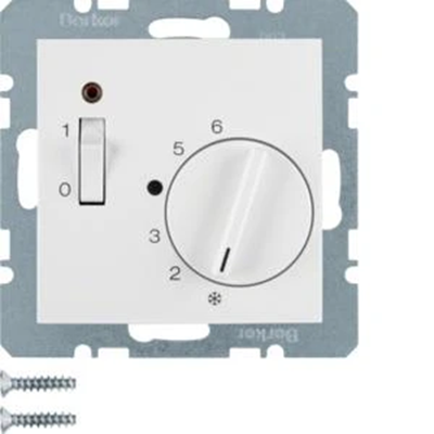 B.KWADRAT/B.3/B.7 Régulateur de température ambiante 24V avec contact NO, élément central et connecteur, blanc