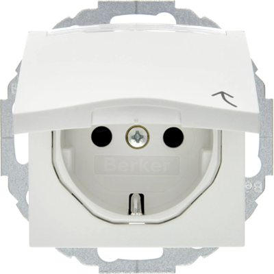 B.KWADRAT/B.3/B.7 SCHUKO socket with cover and description field, white
