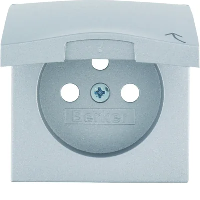 B.Kwadrat/B.7 Face plate for earthed socket with cover, Aluminum mat