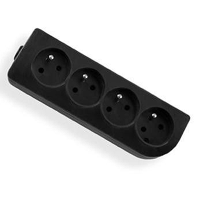 Black grounded four-way portable socket