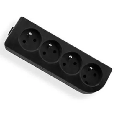 Black grounded four-way portable socket