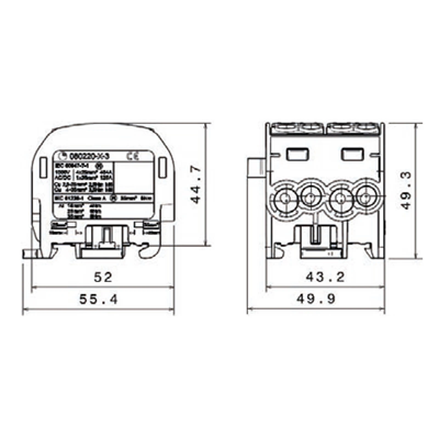 Bloc de distribution - dérivation Al/Cu 80220 SIMBLOCK vert