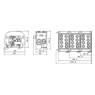 Bloc de distribution - dérivation Al/Cu 80310 SIMBLOCK vert