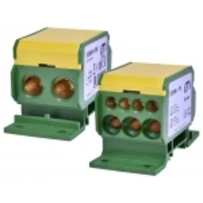 Bloc de distribution EDBM-1/PE 160 A (2 x 4-50 mm²/3 x 2,5-25 mm² + 4 x 2,5-16 mm²) jaune-vert