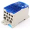 Bloc de distribution SPLIT, Al/Cu, 1x35-120 mm² / 2x6-35 mm², 5x2,5-16 mm², 4x2,5-10 mm², 250 A, 1 kV, blanc avec volet bleu