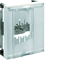 Bloc UNIVERS N avec plaque de montage pour embases 1xNH00 avec couvercle plombable et pince PE/N 300x250mm