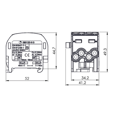 Blocco di distribuzione - derivazione Al/Cu 80120 SIMBLOCK verde