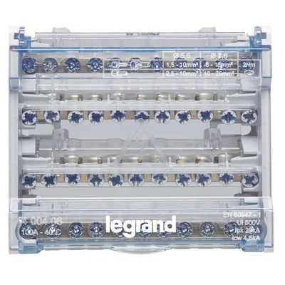 BLOCCO DI DISTRIBUZIONE MODULARE 6M 4P 100A - 10 TERMINALI