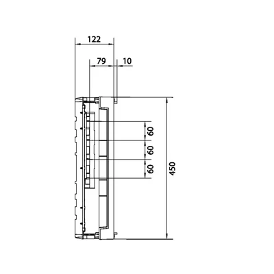 blocco universale per sbarre pos. 60mm 4/5 poli. 1xNH2 450x250 mm