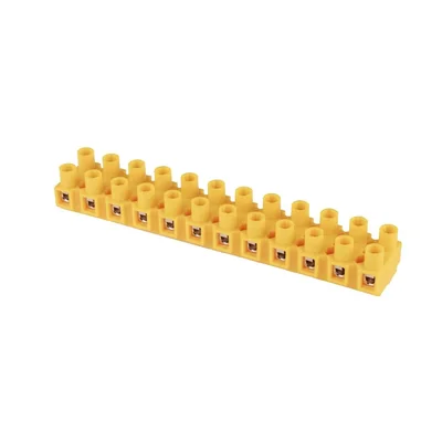 Bloque de bornes de 12 pistas de 10 mm2 con almohadilla anticorte TLZ-10 amarillo A12-2351