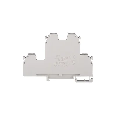 Bloque de bornes de barra colectora de 4 hilos y 2 niveles con cuatro terminales de 4 mm² gris V0 ZUG-21 A00-A008