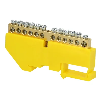 Bloque de bornes PE, para riel TH35, 12 cables, amarillo