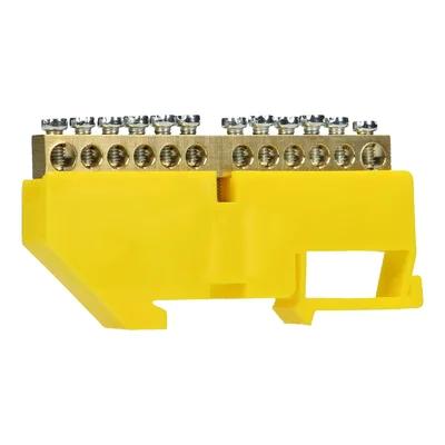 Bloque de bornes PE, para riel TH35, 12 cables, amarillo