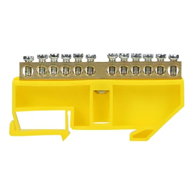 Bloque de bornes PE, para riel TH35, 12 cables, amarillo