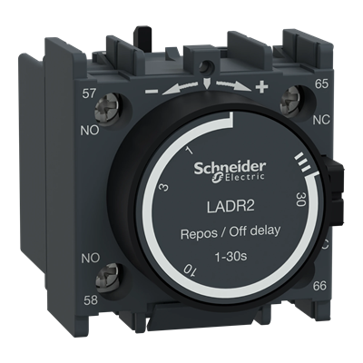 Bloque de contactos de retardo de tiempo. 0,1-30 s, interruptor 1NC+1NO
