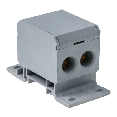Bloque de distribución, Al/Cu, 2x6-70mm2 / 2x2.5-50mm2, 1x2.5-25mm2, 160A, 600V, gris