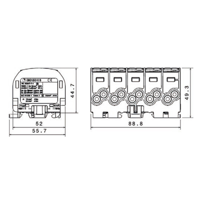 Bloque de distribución Al/Cu SCB 25-5X gris