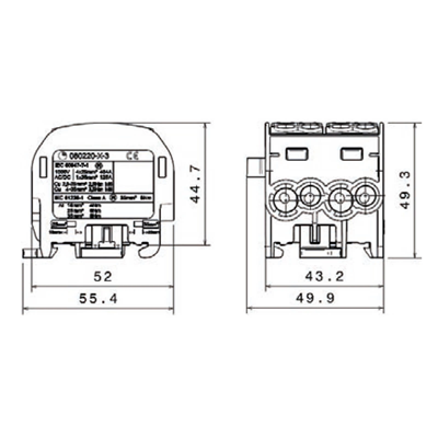 Bloque de distribución - derivación SCB 35-2 Al/Cu unipolar doble 80220 SIMBLOCK marrón