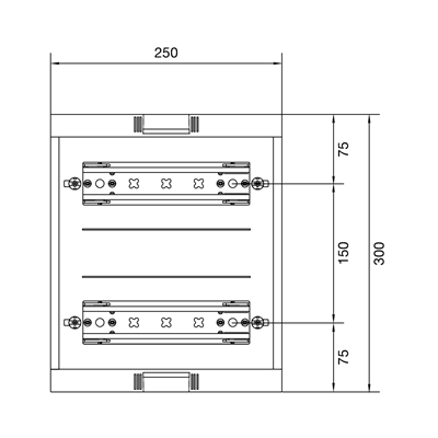 Bloque UNIVERS N para cámaras modulares montadas horizontalmente 2x10PLE 300x250mm