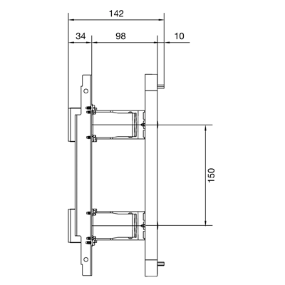 Bloque UNIVERS N para cámaras modulares montadas horizontalmente 2x10PLE 300x250mm
