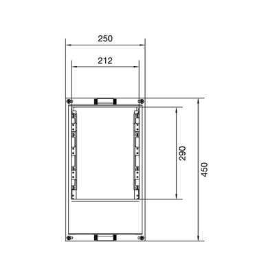 bloque universal para barras pos. 60 mm 4/5 polos. 1xNH2 450x250mm