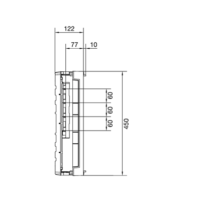 Bloque UNIVERSN para barras pos. 60 mm 4/5 polos. 1xNH1 450x250mm