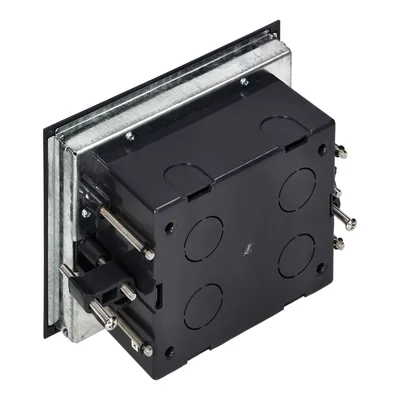 Bodendose für modulare Steckdosen 4 x 45 x 45 mm oder 8 x 22,5 x 45 mm, Abdeckung: Eigenmaterial, schwarz