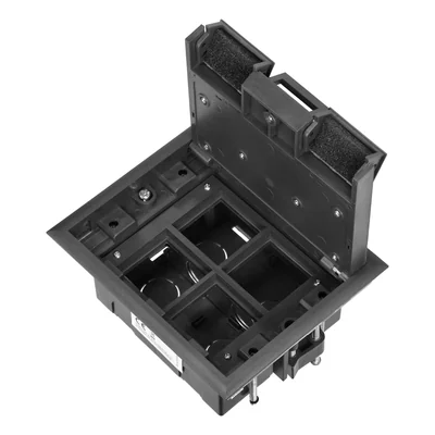 Bodendose für modulare Steckdosen 4 x 45 x 45 mm oder 8 x 22,5 x 45 mm, Abdeckung: Eigenmaterial, schwarz