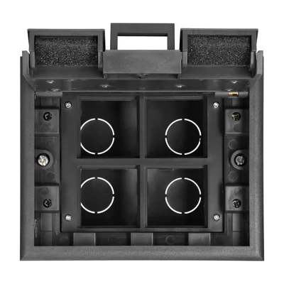 Bodendose für modulare Steckdosen 4 x 45 x 45 mm oder 8 x 22,5 x 45 mm, Abdeckung: Eigenmaterial, schwarz