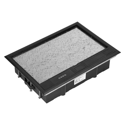 Bodendose für modulare Steckdosen 8 x 45 x 45 mm oder 16 x 22,5 x 45 mm, Abdeckung: Eigenmaterial, schwarz