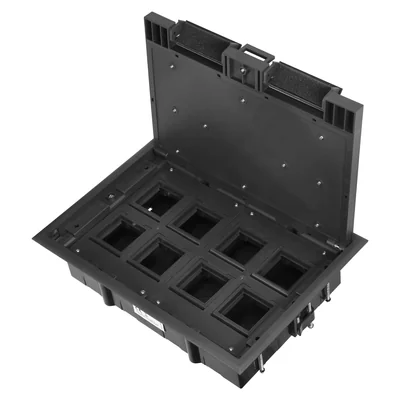 Bodendose für modulare Steckdosen 8 x 45 x 45 mm oder 16 x 22,5 x 45 mm, Abdeckung: Eigenmaterial, schwarz