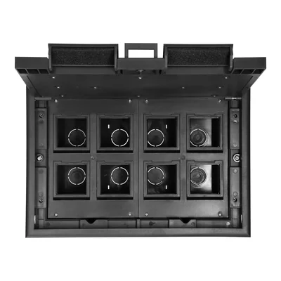 Bodendose für modulare Steckdosen 8 x 45 x 45 mm oder 16 x 22,5 x 45 mm, Abdeckung: Eigenmaterial, schwarz