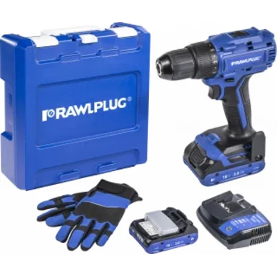 Bohrschrauber 18V 55 Nm 2 Akkus 2,0 Ah Ladegerät 1,5 A RAWLCASE-Koffer