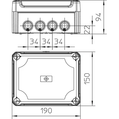 Boîte de jonction T 160 HD TR avec couvercle transparent
