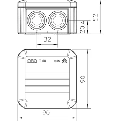Boîte de jonction T 40 KL avec bornier et inserts