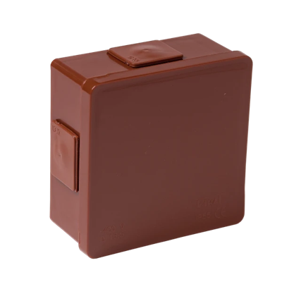 Boîte en saillie PF 4 entrées avec presse-étoupes 86x86x40mm IP55 couvercle clic-clac marron