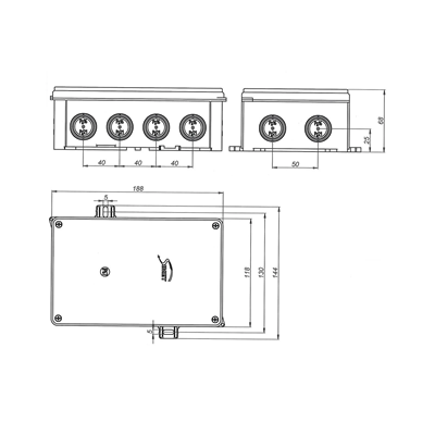 Boîte murale 188x118x68mm IP67 blanc