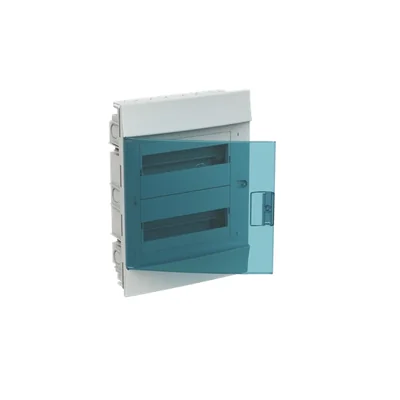 Boîtier blanc 41A12X22A, 24 m, IP41, 63 A, classe II, 435 x 320 x 107 mm (H x L x P) | Rails DIN | Porte transparente | Vis N+PE