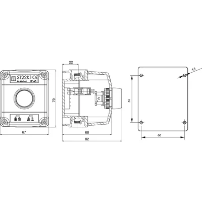 Boîtier de commande monotrou avec bouton poussoir vert 1 contact NO IP65 un presse-étoupe M20