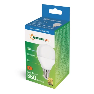 Bola LED E-14 230V 6W CW ESPECTRO