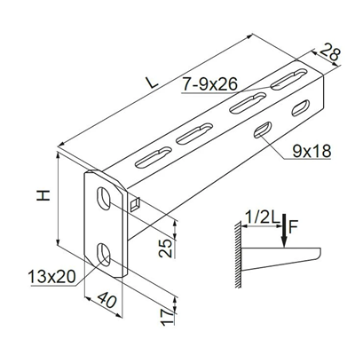 Boom length 615mm height 140mm