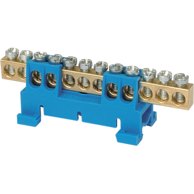 Bornier 12 trous bleu base basse