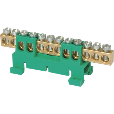 Bornier 12 trous vert base basse