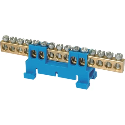 Bornier 15 trous bleu base basse