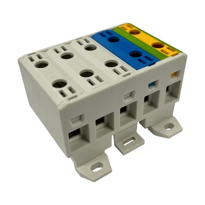 Bornier à 5 voies, 5 x 16 mm², 750 V, 85 A, pour rail TH35, universel
