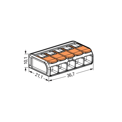 Bornier d'installation COMPACT 5 voies 6mm2 transparent 15 pcs.